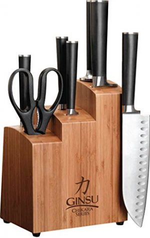 Ginsu 7108 Chikara 8-Piece Stainless Steel Knife Set with Bamboo Block