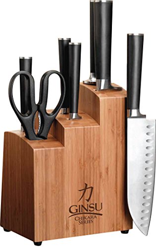 Ginsu 7108 Chikara 8-Piece Stainless Steel Knife Set with Bamboo Block