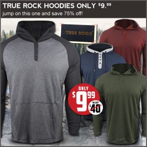 True Rock Waffle Knit Henley Contrast Hoodie