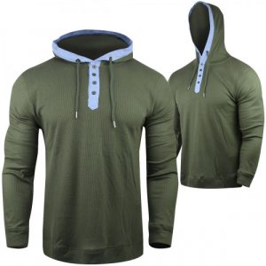True Rock Waffle Knit Henley Contrast Hoodie