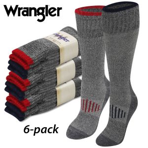 6-Pairs: Wrangler Merino Wool Blend Work Midweight Boot Socks