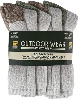 4 Pack Realtree Work Socks for Men - Breathable Boot Hiking Socks for Men, Moisture-Wicking Wool Socks
