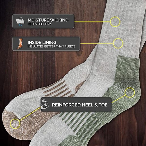 4 Pack Realtree Work Socks for Men - Breathable Boot Hiking Socks for Men, Moisture-Wicking Wool Socks