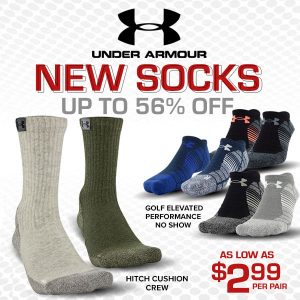 New Arrivals! Under Armour socks up to 56% off