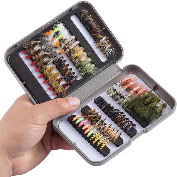 BASSDASH Fly Fishing Flies Kit Fly Assortment Trout Bass Fishing with Fly Box