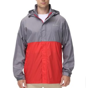 Lightbare Men's Water Resistant Ripstop Rain Coat 