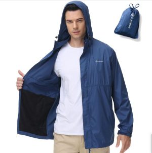 Lightbare Men's Water Resistant Ripstop Rain Coat 